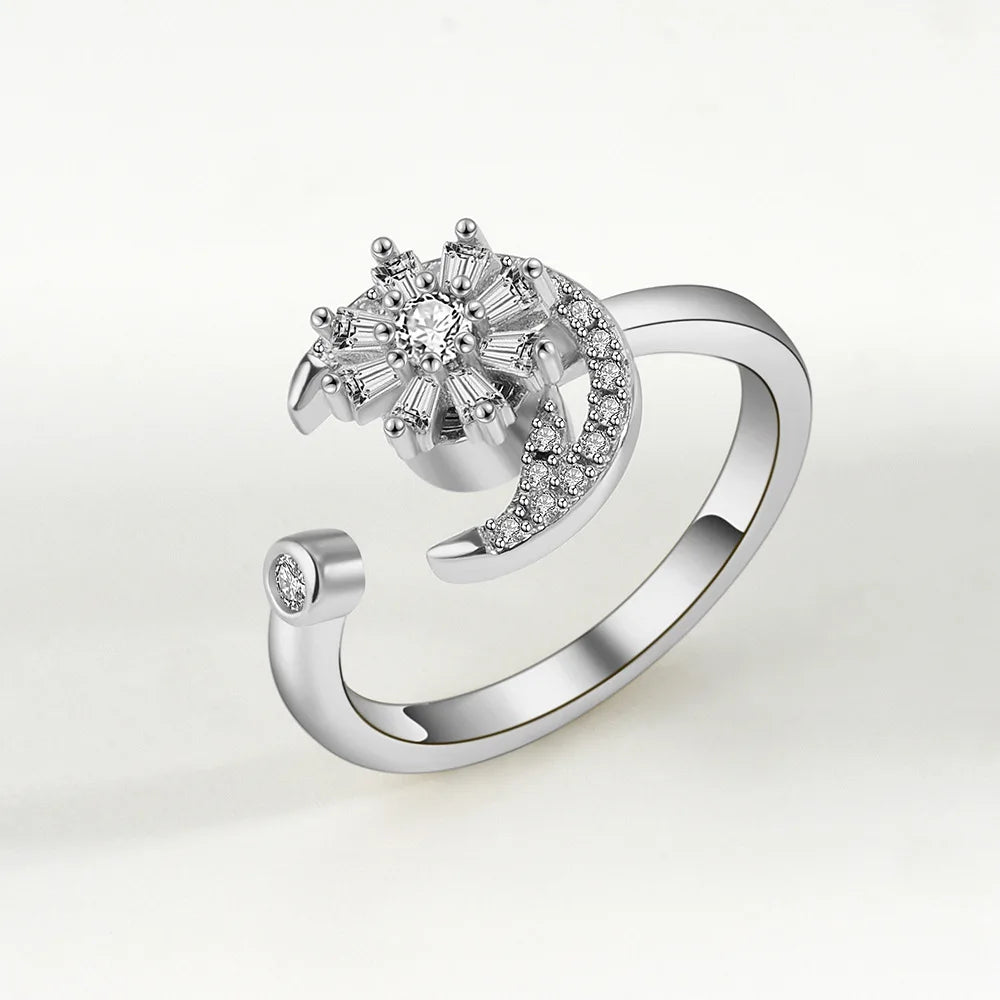 Silver Floral Orbit Ring