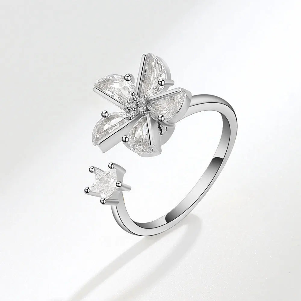Silver Floral Halo Ring