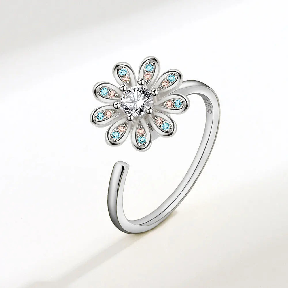 Silver Snowflower Ring