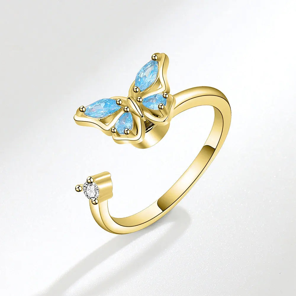 Gold Butterfly Bloom Ring