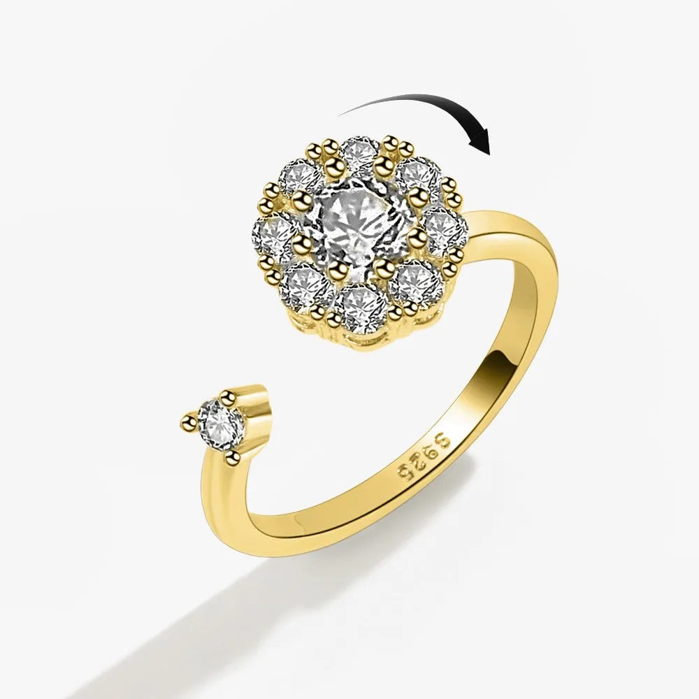 Gold Crystal Sunburst Ring