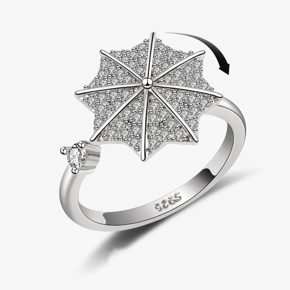 Silver Beaded Starburst Bloom Ring