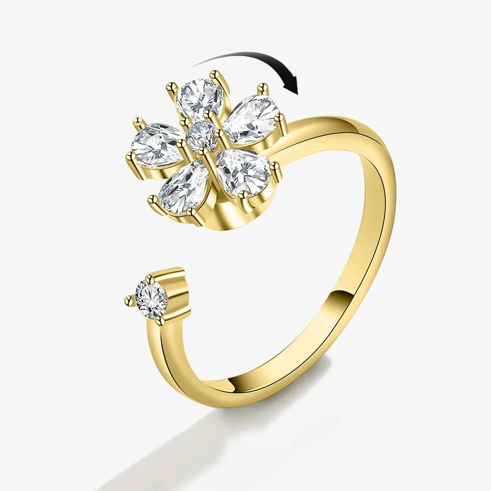 Gold Radiant Flower Cluster Ring