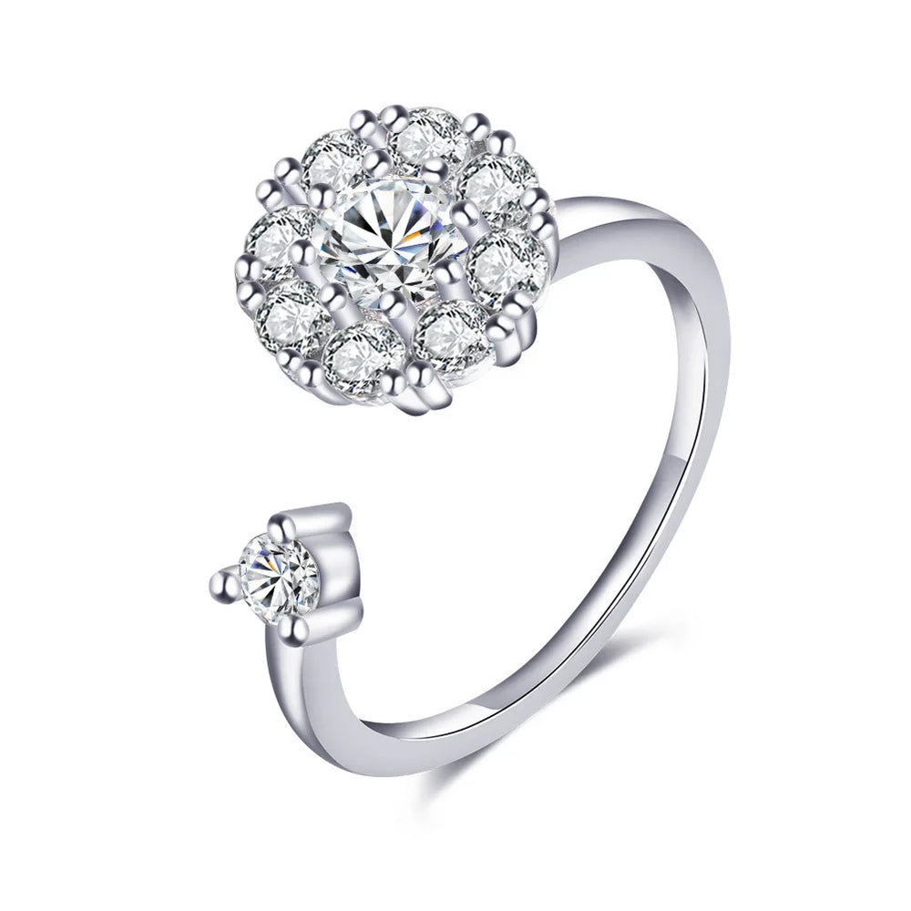 Silver Floral Medallion Ring