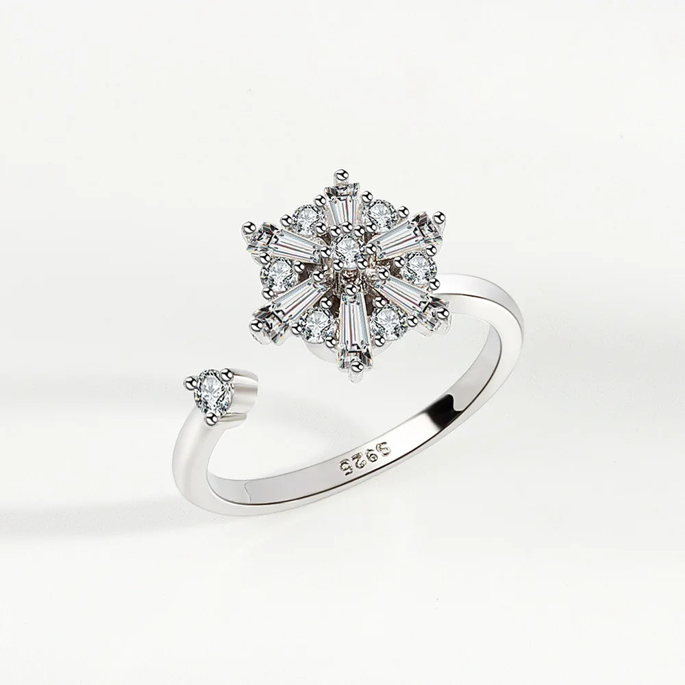 Silver Geometric Snowflake Ring