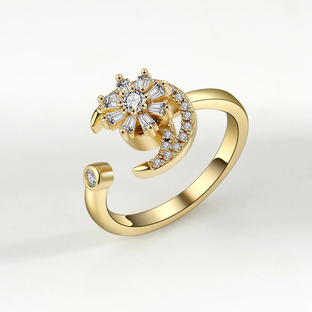 Golden Floral Halo Ring